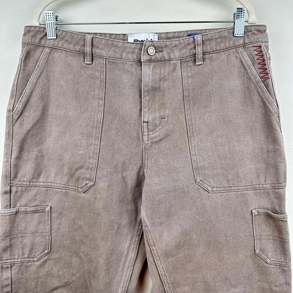 Jiberish Men's Cargo Pants Jeans Relaxed Baggy Tan 34 Skater Grunge Streetwear